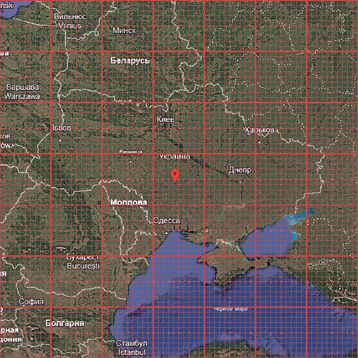Разграфка топокарт на Украину 1:200 000
