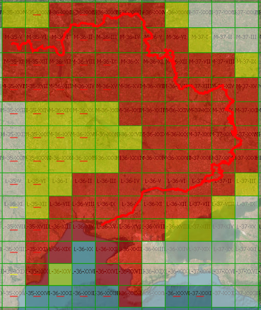 Спутник по квадратам КГШ 1:200 000